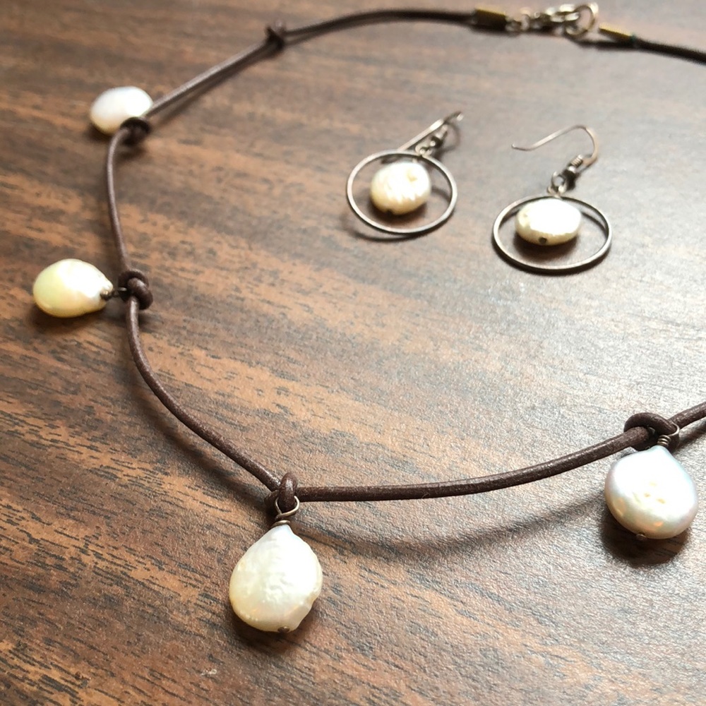 Faux Pearl Necklace and Earring Set